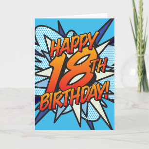 Comic Book HAPPY 18TH BIRTHDAY blue Card