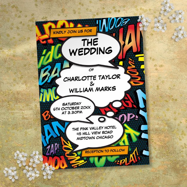 Comic Book Modern Fun Wedding Invitation (Comic Book Modern Fun Wedding Invitation)