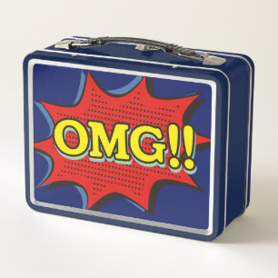 Comic Book OMG Exclamation Speech Bubble Metal Lunch Box