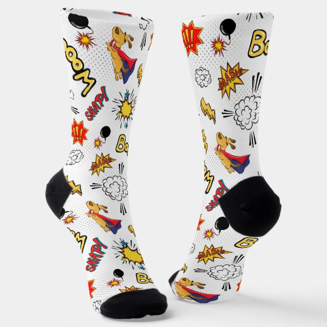 Comic Book Pattern  Socks (Angled)
