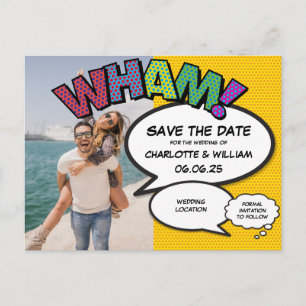 Comic Book Photo Save The Date Announcement Postcard