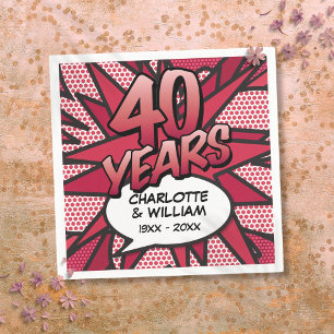 Comic Book Pop Art 40th Ruby Wedding Anniversary Napkin