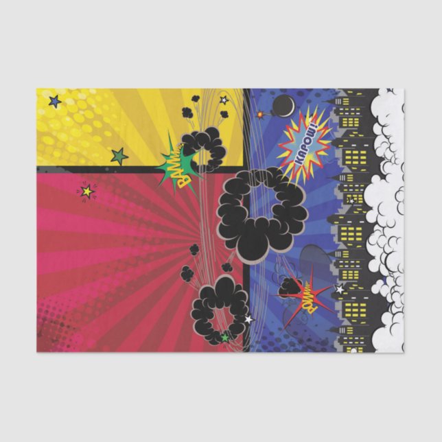 Comic Book Pop Art Birthday Party Colourful Tissue Paper (Front)