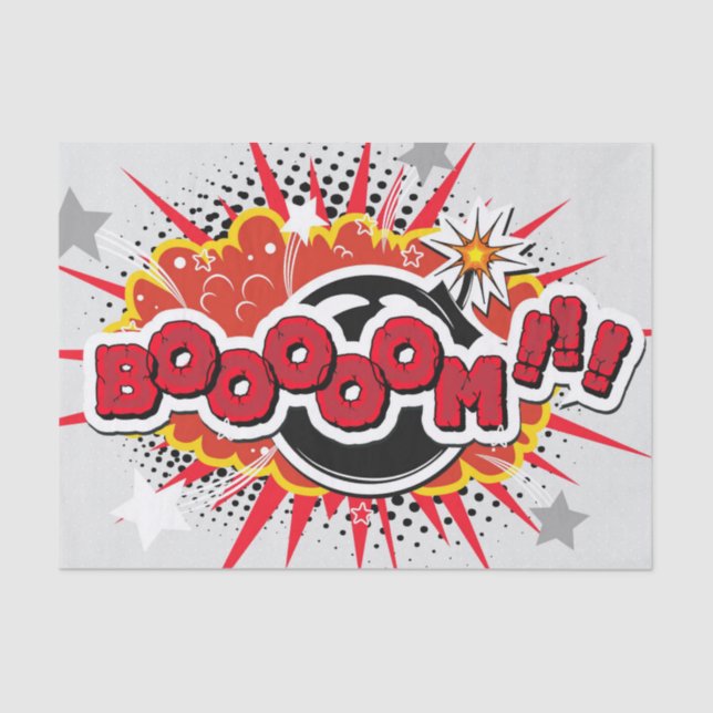 Comic Book Pop Art Boom Explosion Tissue Paper (Front)