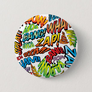 Comic Book Pop Art Colourful Modern Typography 6 Cm Round Badge