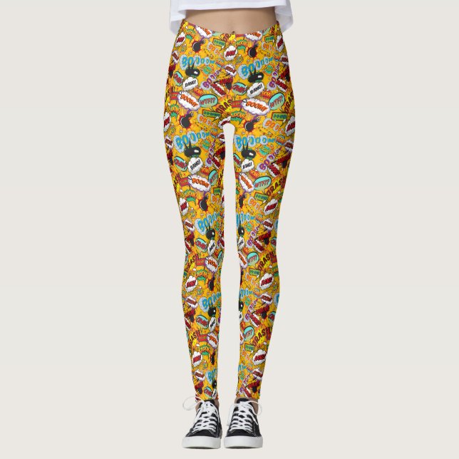 Comic Book Pop Art Explosions Leggings (Front)