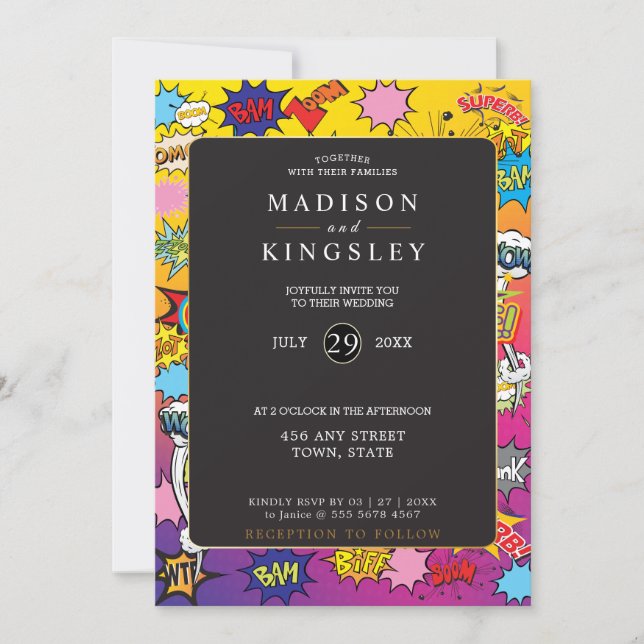  Comic Book Pop Art 💥🎉 Incredible Wedding Invitation (Front)