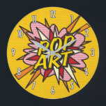 Comic Book Pop Art Large Clock<br><div class="desc">Fun trendy superhero comic book pop clocks that are sure to add a splash of colour to a range of rooms around your home or office. An ideal way to treat yourself or someone that you know with these cool, unique comic con designer clocks. Why not add some zap pow...</div>