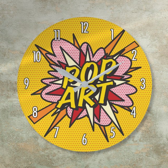 Comic Book Pop Art Large Clock (Fun Cool Comic Trendy Book Pop Art Large Clock)