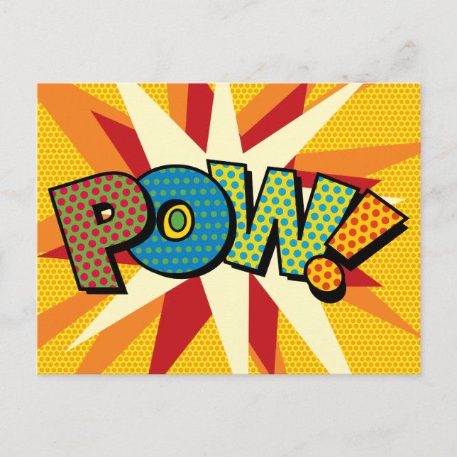 Comic Book Pop Art POW Announcement Postcard (Front)