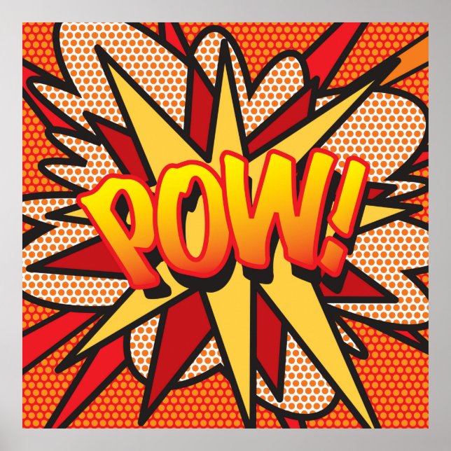 Comic Book Pop Art POW Superhero Poster (Front)
