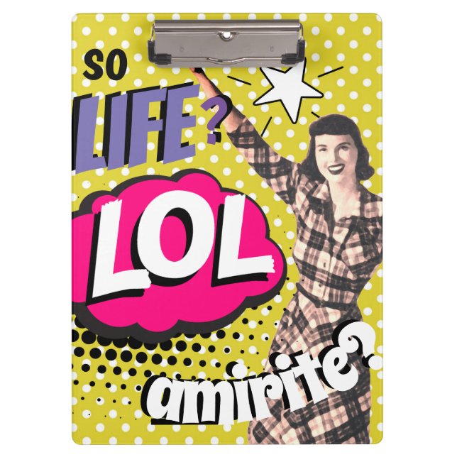 Comic Book Pop Art Retro Lady Funny Clipboard (Front)