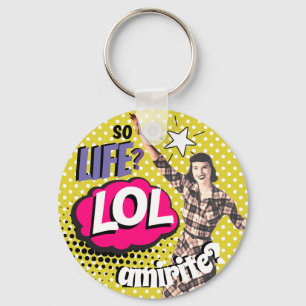 Comic Book Pop Art Retro Lady Funny Key Ring
