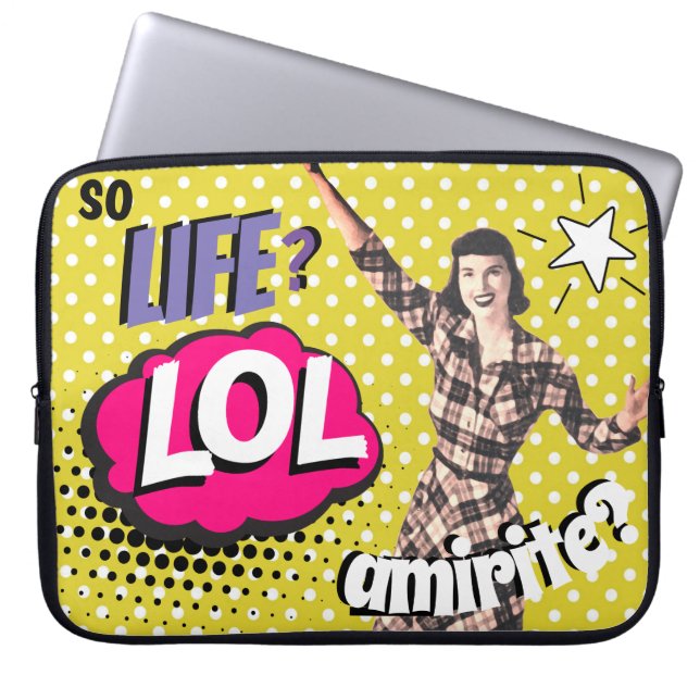 Comic Book Pop Art Retro Lady Funny Laptop Sleeve (Front)