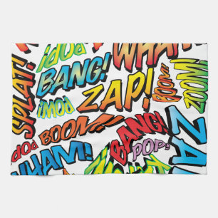 Comic Book Pop Art Sounds Tea Towel