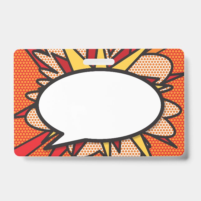 Comic Book Pop Art Speech Bubble ID Badge (Front)