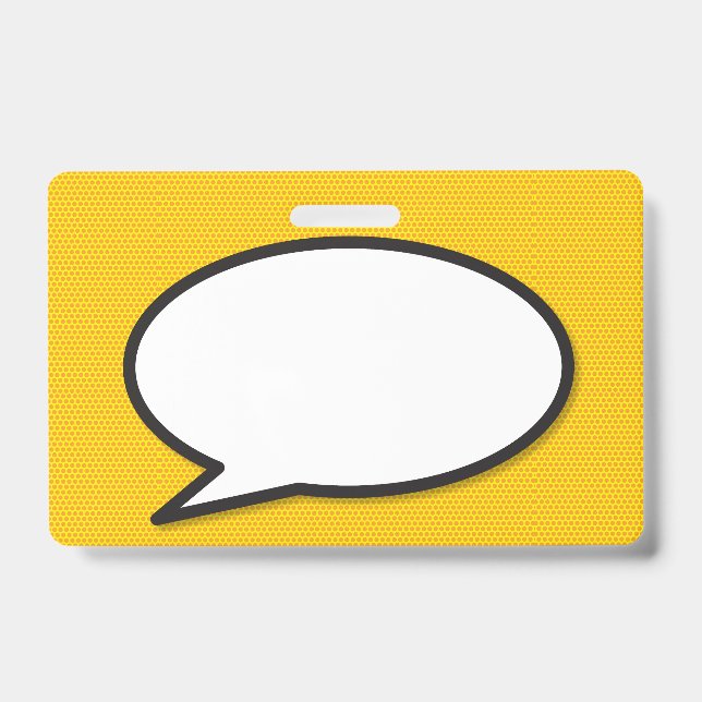 Comic Book Pop Art Speech Bubble ID Badge (Front)