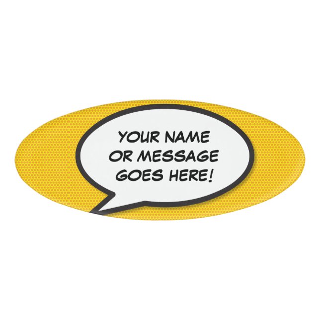 Comic Book Pop Art Speech Bubble Name Tag (Front)