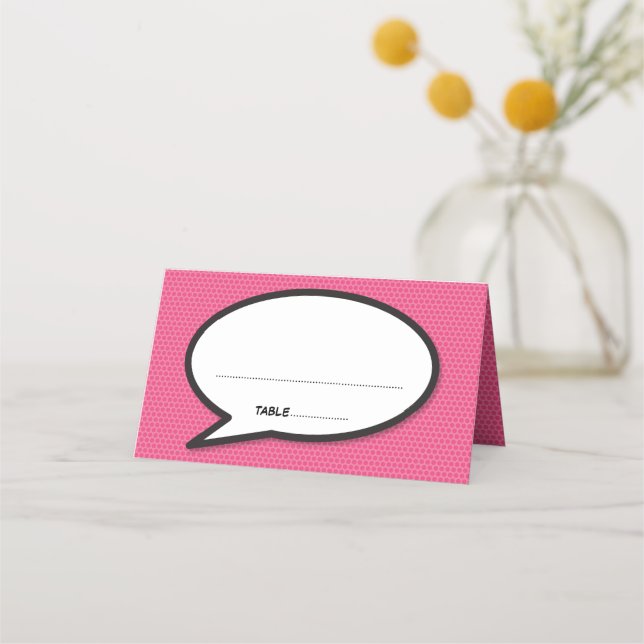 Comic Book Pop Art Speech Bubble Place Card (Front)