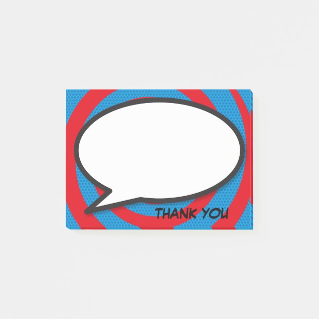 Comic Book Pop Art Speech Bubble Thank You Post-it Notes (Front)