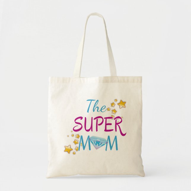 Comic Book Pop Art Superhero Mom Mother's Day Tote Bag (Front)