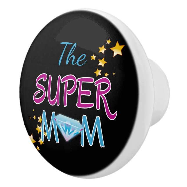 Comic Book Pop Art Superhero Mum Mother's Day Ceramic Knob (Right)