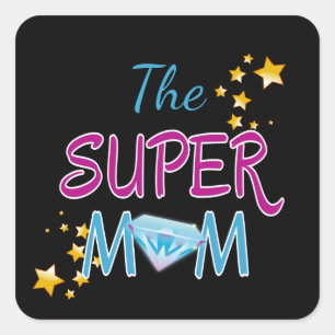Comic Book Pop Art Superhero Mum Mother's Day Square Sticker