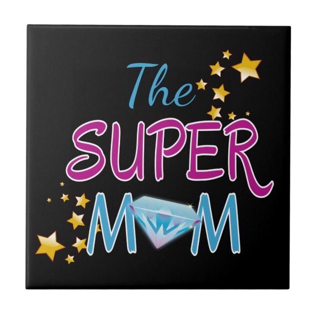 Comic Book Pop Art Superhero Mum Mother's Day Tile (Front)