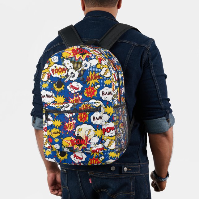 Comic Book Pop Art Superhero Printed Backpack (Insitu (Model))