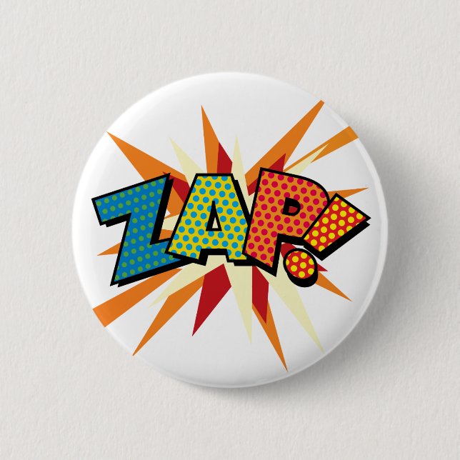 Comic Book Pop Art ZAP! 6 Cm Round Badge (Front)