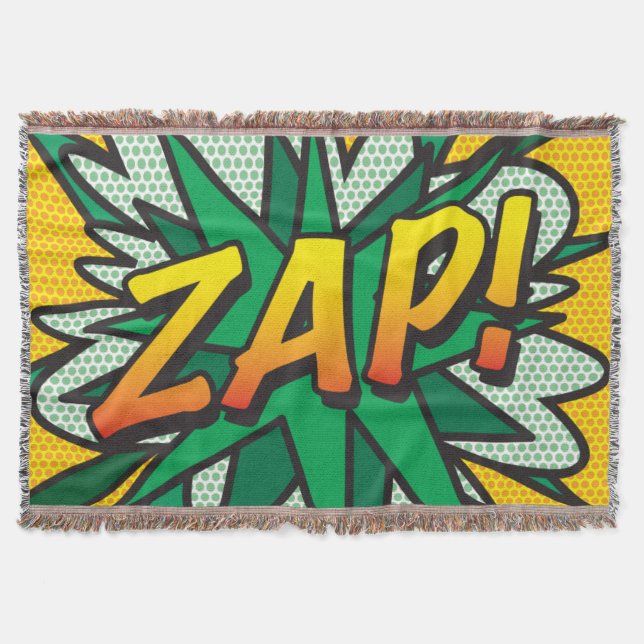 Comic Book Pop Art ZAP Throw Blanket (Front)