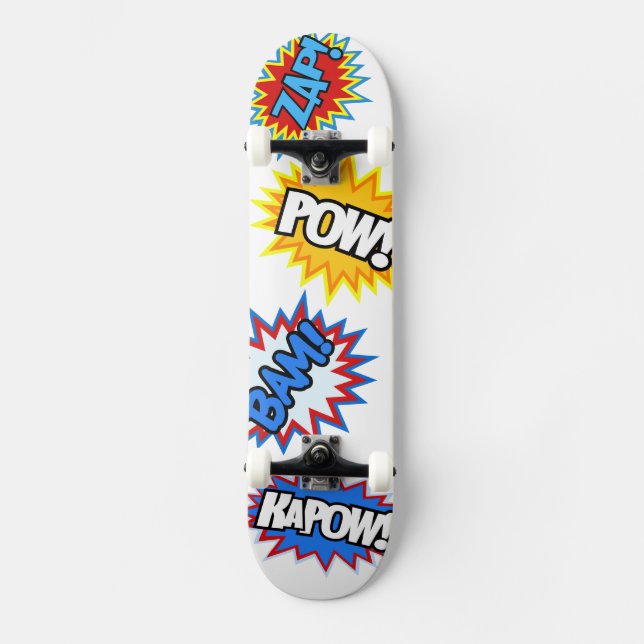 Comic Book Pow! Bursts Skateboard (Front)