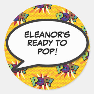 Comic Book Ready to POP! Baby Shower Sprinkle Classic Round Sticker