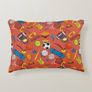 Comic Book Retro Sports Athletic Balls Decorative Cushion