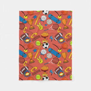 Comic Book Retro Sports Athletic Balls Fleece Blanket