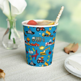 Comic Book Retro Truck Vehicles Aeroplanes Birthda Paper Cups