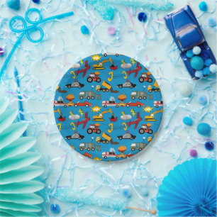 Comic Book Retro Truck Vehicles Aeroplanes Birthda Paper Plate