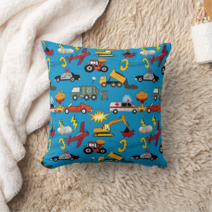 Comic Book Retro Trucks Cars Vehicles Aeroplanes Cushion
