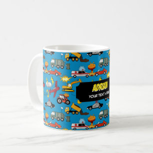 Comic Book Retro Trucks Cars Vehicles Airplanes Coffee Mug
