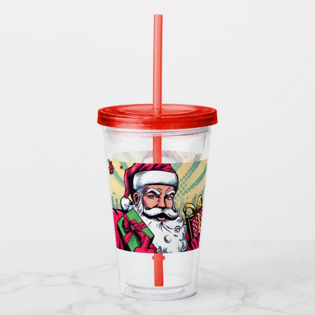 Comic book Santa/Christmas  Acrylic Tumbler (Front)