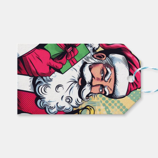 Comic book Santa/Christmas  Gift Tags (Front (Horizontal))