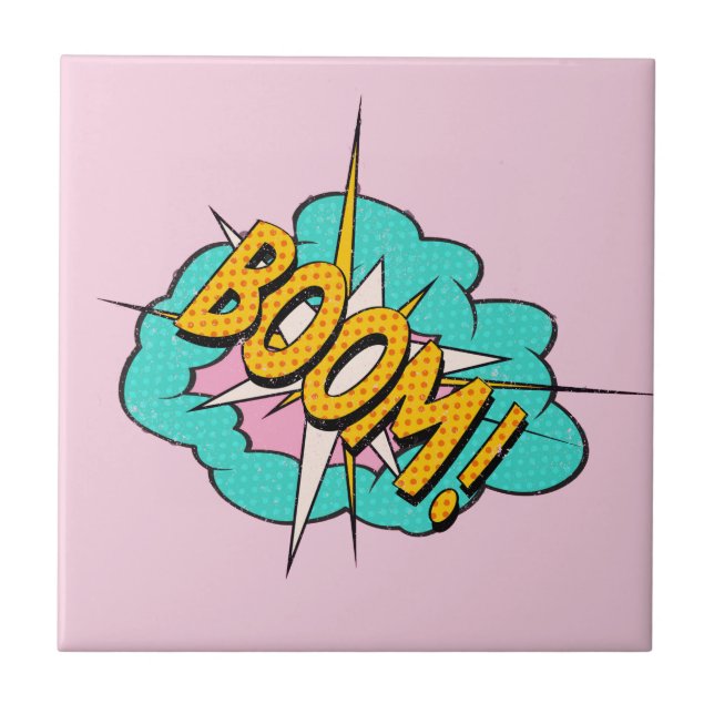 Comic Book Sound Effect: Boom! Action Bubble Tile (Front)