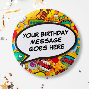 Comic Book Speech Bubble Birthday Party Favour But 3 Cm Round Badge