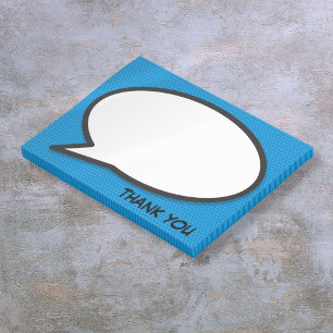 Comic Book Speech Bubble Blue Thank You Post-it Notes