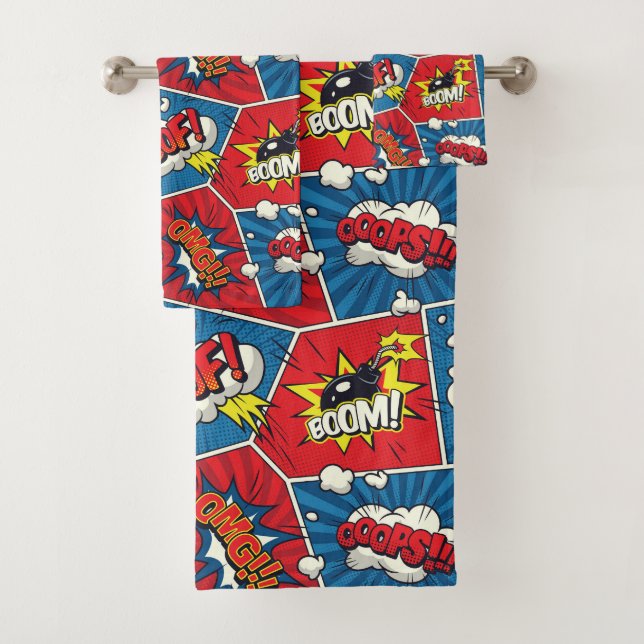 Comic Book Speech Bubble Towel Set (Insitu)