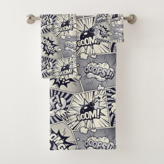 Comic Book Speech Bubble Towel Set (Insitu)
