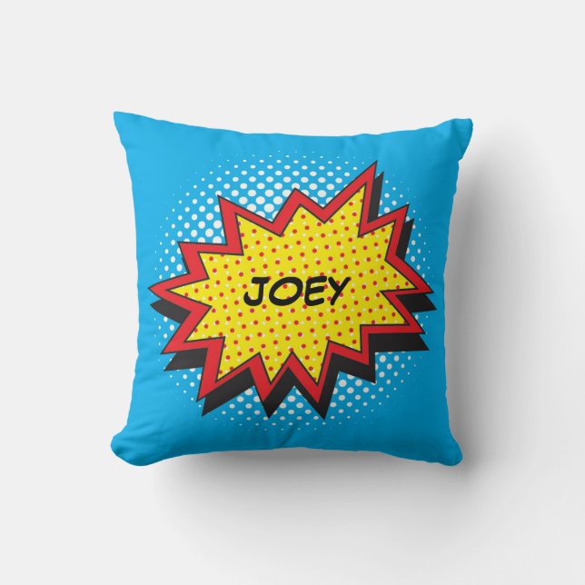 Comic Book Style Colourful Custom Name Cushion (Front)