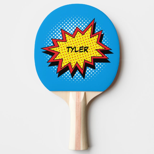 Comic Book Style Colourful Name Ping Pong Paddle (Front)