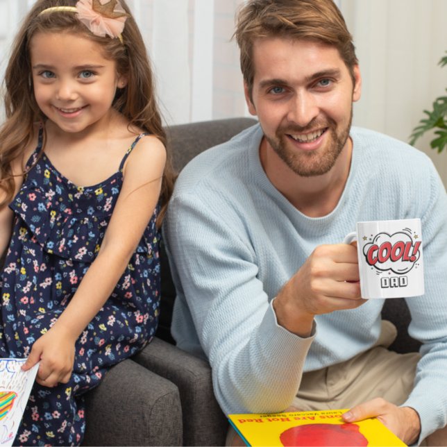 Comic Book Style Pattern Cool Dad White  Coffee Mug (Creator Uploaded)