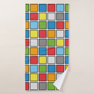 Comic Book Style Squares Bath Towel